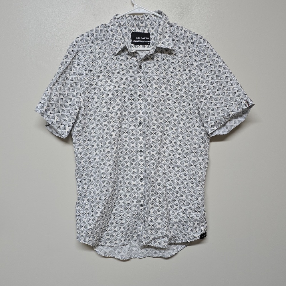 BESPOKEN Men's‎ White Saharah Short Sleeve Lightweight Shirt Size M $245